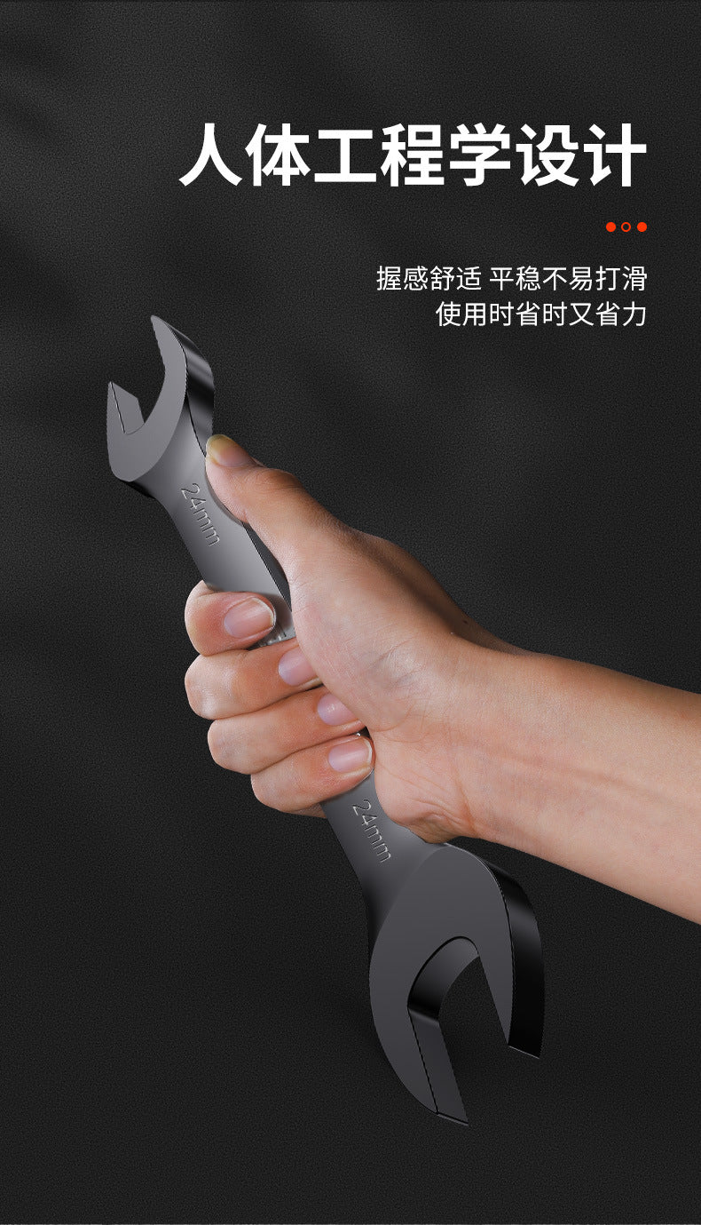 Shengda tools wholesale black electrophoresis open wrench auto repair double-headed manual dual-purpose open solid wrench
