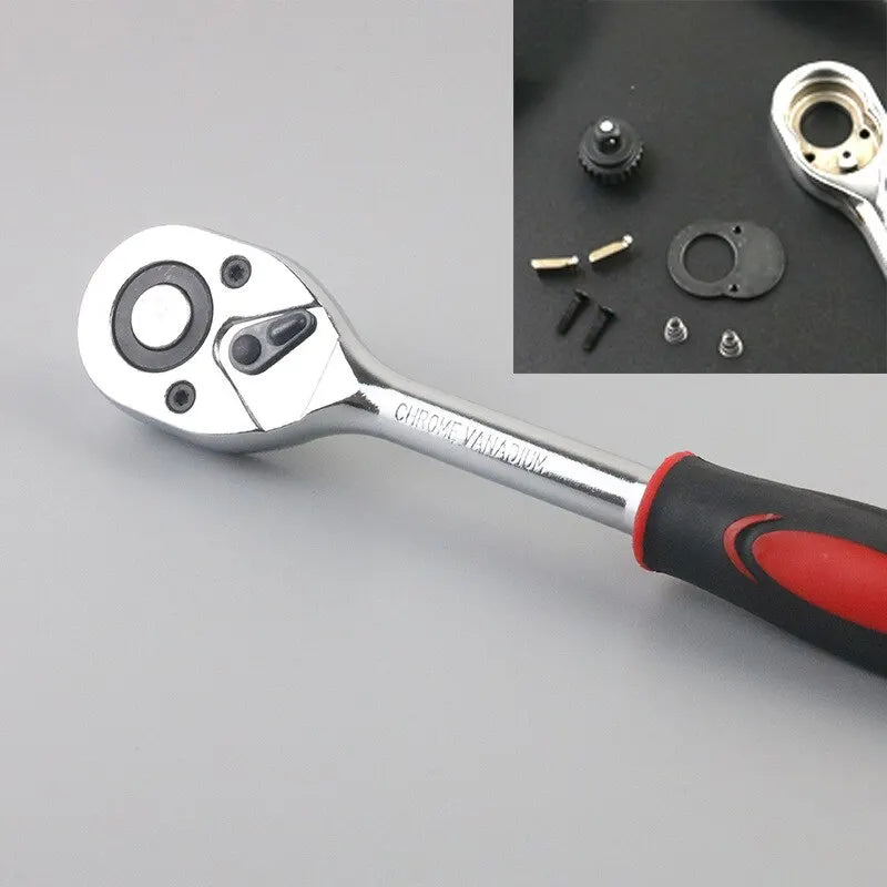 46Pcs Car Repair Tool Set, 1/4-Inch Drive Ratchet Wrench Kit, Metric Socket & Bit Set,Auto Maintenance Tools,for Car Maintenance