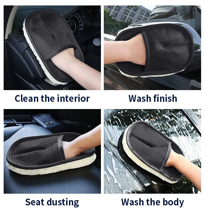 Car Cleaning Set with Detailing Brush Towel Glove - Auto Dashboard & Air Outlet Cleaning Tools Kit for Car Wash Accessories