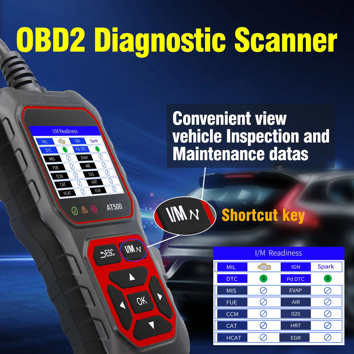 OBD2 Scanner Automotive AT500 Obd Code Reader Diagnostic Tools Read and Display Data For Universal Cars Car Check Engine Tool