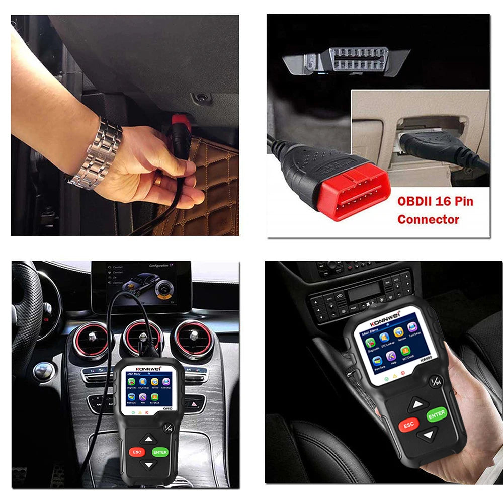OBD2 Scanner Code Reader with 2.4 Color Screen Live Data O2 Sensor Test, Universal Auto Engine Scanner for 12V Cars