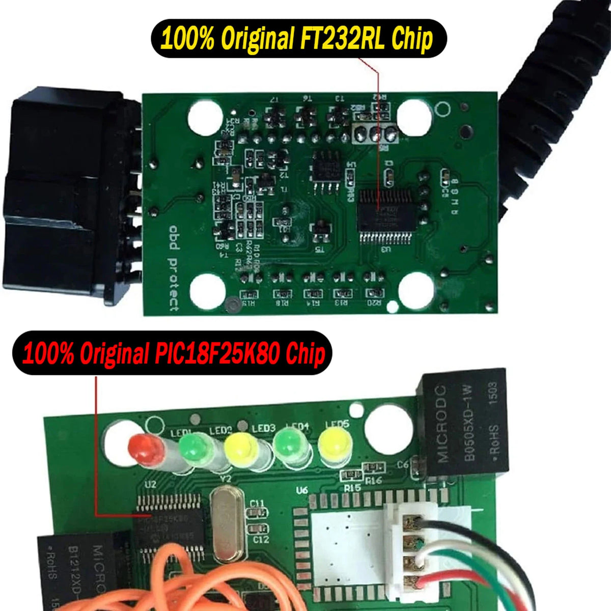 OBD2 Diagnostic Scanner Original PIC18F25K80 FTDI FT232RL OBDII Interface Scanner For ScanTool/MultiEcuScan ELM327 USB Scanner