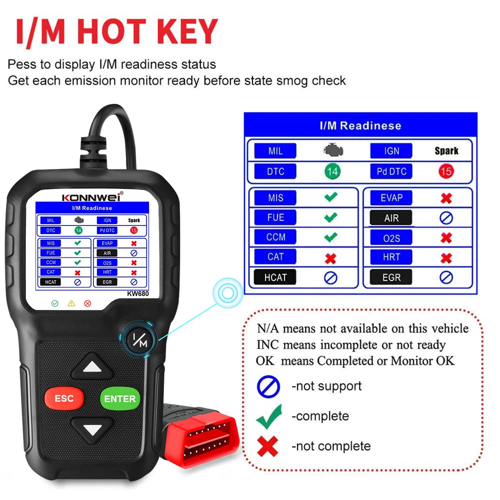 OBD2 Scanner Code Reader with 2.4 Color Screen Live Data O2 Sensor Test, Universal Auto Engine Scanner for 12V Cars
