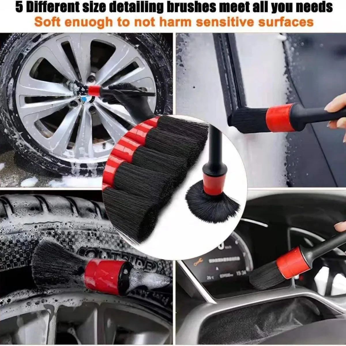Car Cleaning Tools Kit Detailing Brush Set Wash Kit Interior Exterior Wheels Uses For Car Care