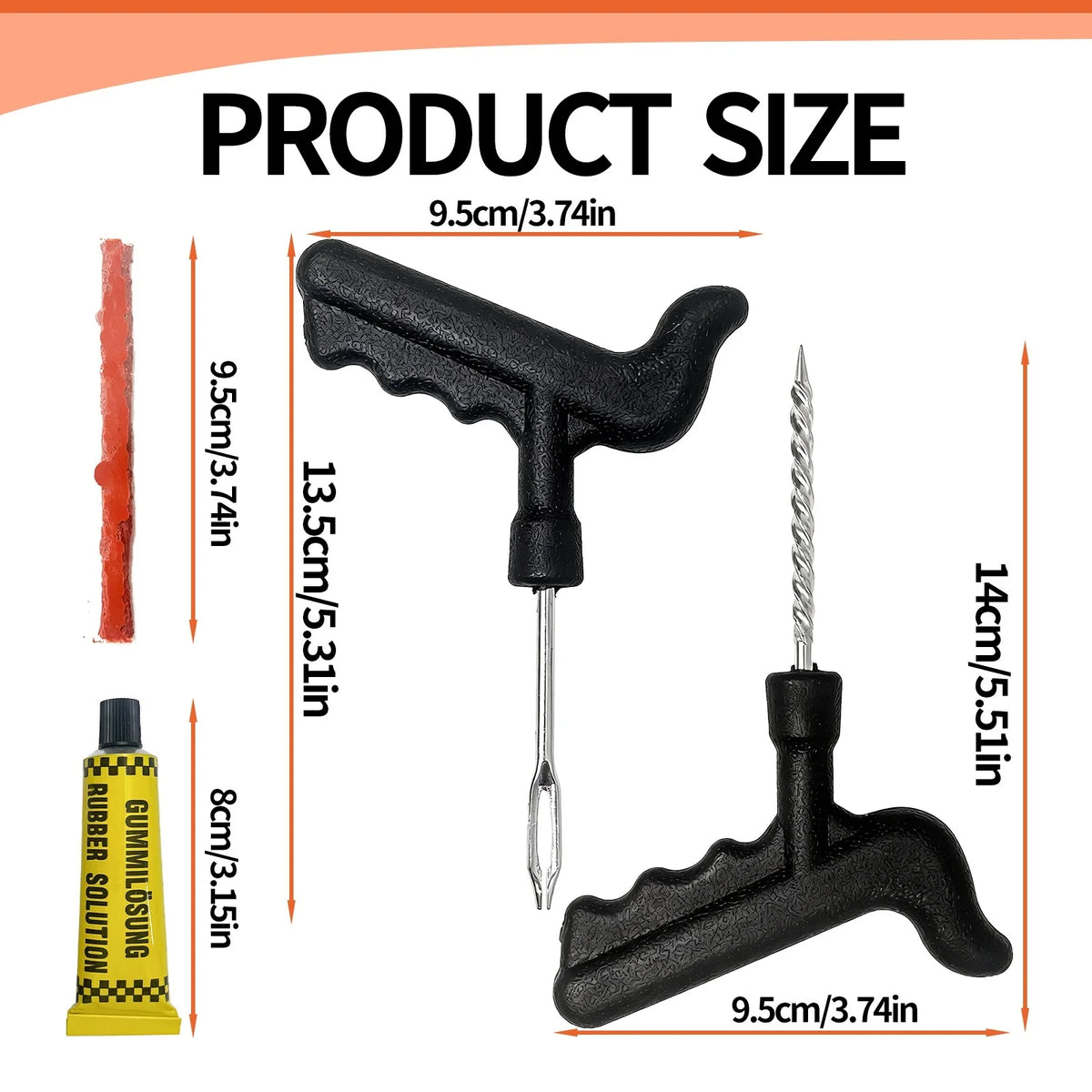 34 pcs Tire Repair Kit with Plug Kit T Handle Tire Tools to Fix Punctures and Plug Flats for Truck, Motorcycle, Car, Tractor