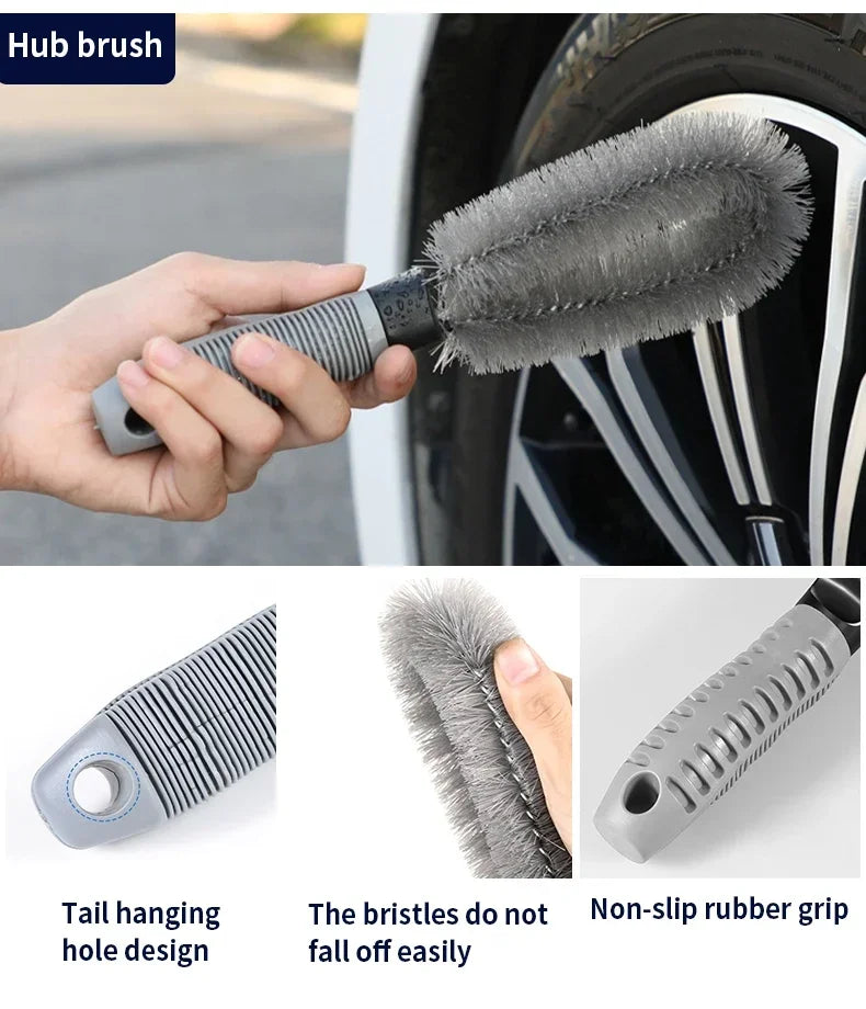 Car Cleaning Set with Detailing Brush Towel Glove - Auto Dashboard & Air Outlet Cleaning Tools Kit for Car Wash Accessories