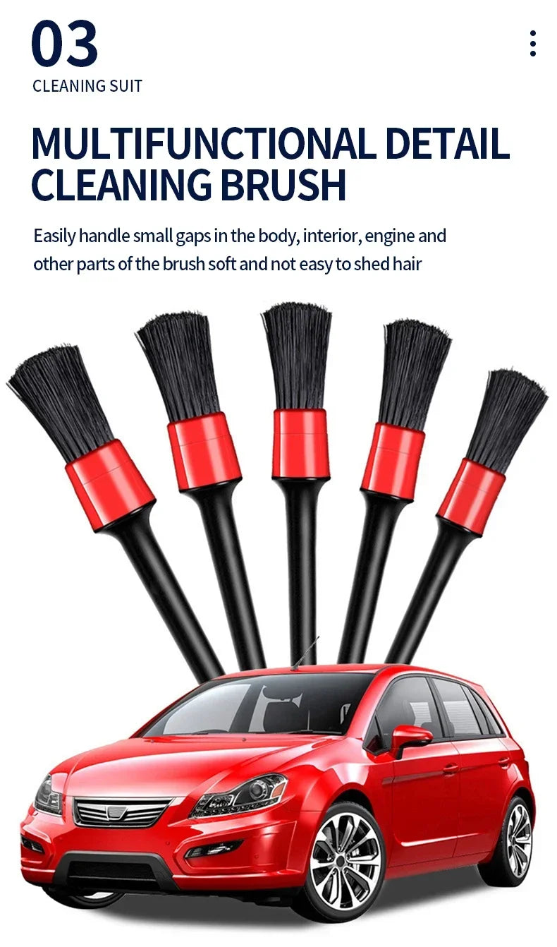 Car Cleaning Set with Detailing Brush Towel Glove - Auto Dashboard & Air Outlet Cleaning Tools Kit for Car Wash Accessories