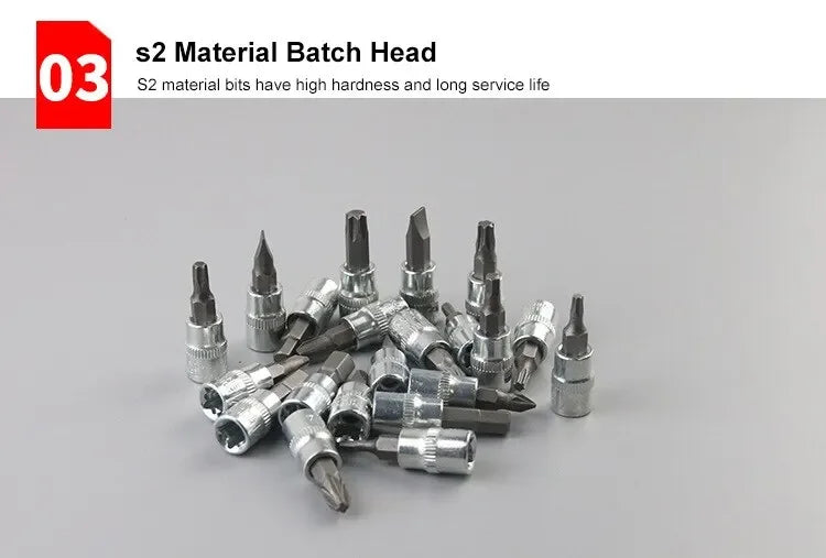 46Pcs Car Repair Tool Set, 1/4-Inch Drive Ratchet Wrench Kit, Metric Socket & Bit Set,Auto Maintenance Tools,for Car Maintenance
