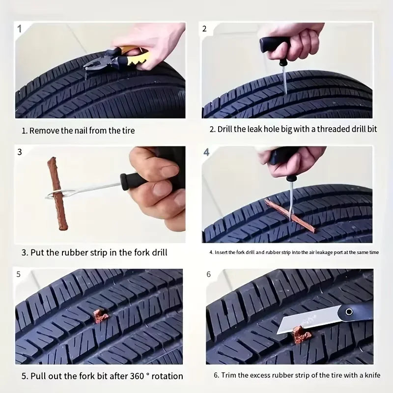 Tire Repair Magic. Quick Tire Repair Car Tire Repair Tool, Motorcycle Tubeless Wheel Tire Repair Kit, Puncture Plug, Garage Tool