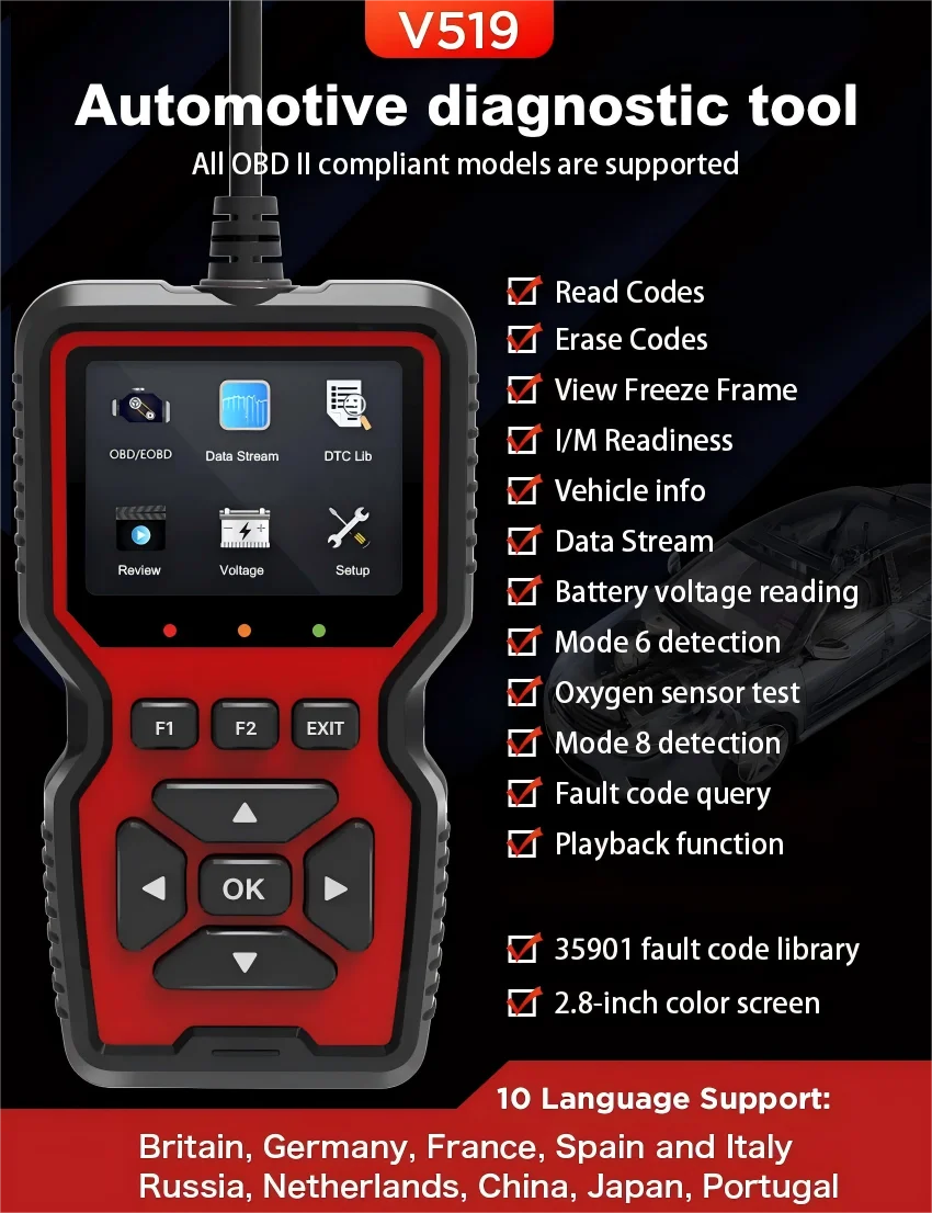 Professional Obd2 Scanner - Usb-Powered Car Diagnostic Tool with Real-Time Data Stream, Full-Featured Obd Ii Testing