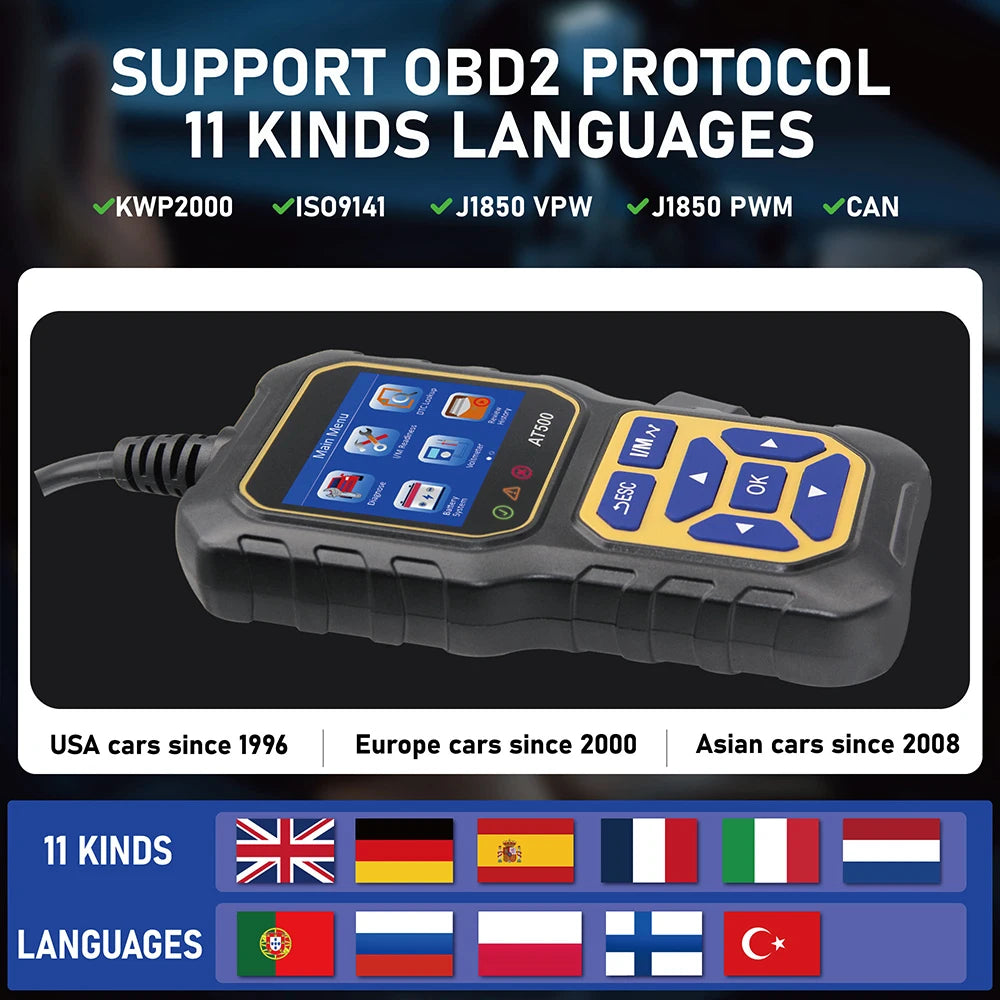 OBD2 Scanner Automotive AT500 Obd Code Reader Diagnostic Tools Read and Display Data For Universal Cars Car Check Engine Tool